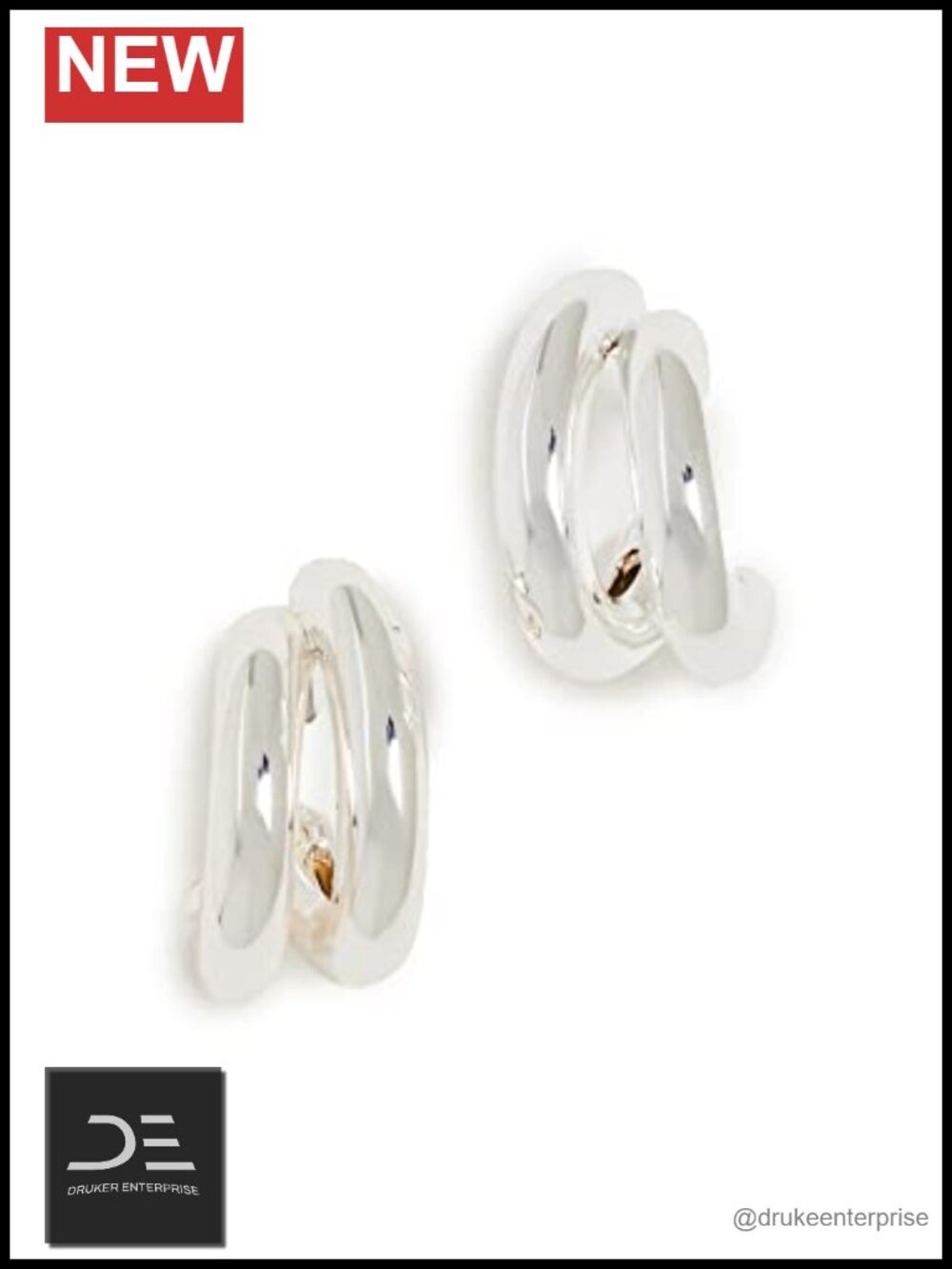High Polish Silver Drop & Dangle Earrings Metal Post Closure